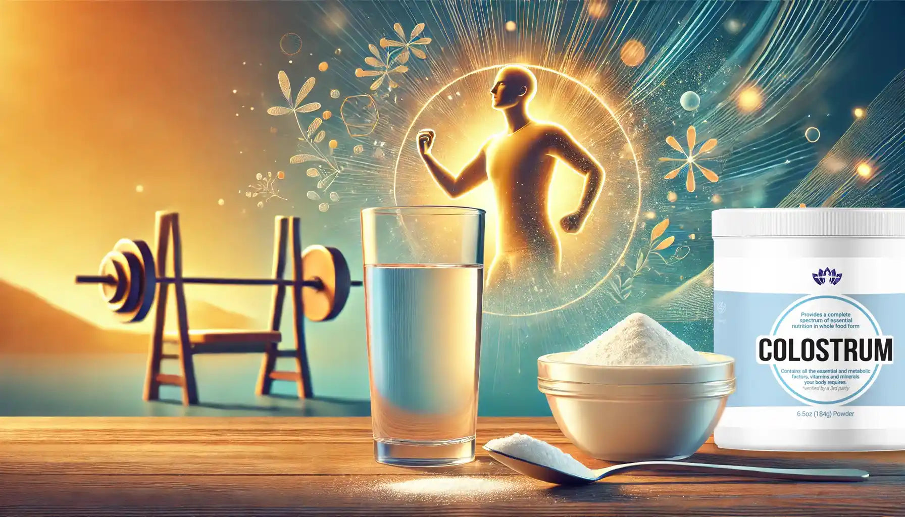 Powdered colostrum superfood for immunity and vitality with natural elements